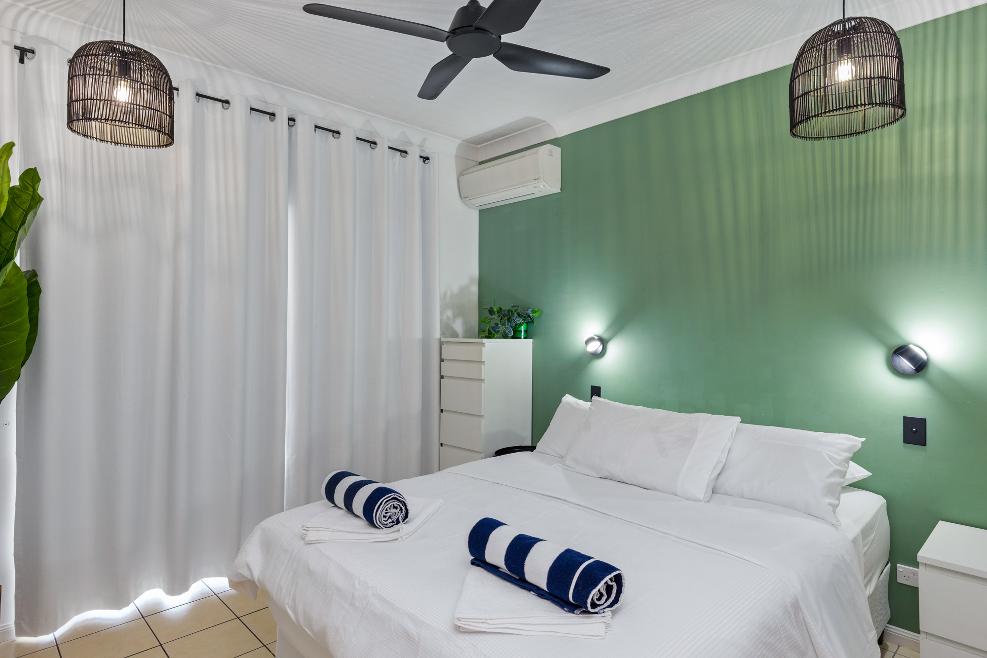 Styled bedside detail with natural textures